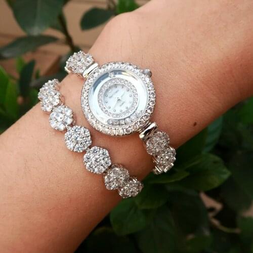 Good Qualtiy AAA Zircon Elements Leaf Austrian Crystal Bracelet Watch for Wedding Party Fashion Jewelry Made with Wholesale