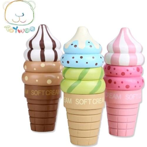 Toy Woo 2020 Kids Kitchen Toys Children Food Toys Ice Cream Kids' Educational Magnet Wooden Play House Gift For Preschool Girl