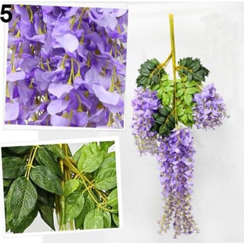 Artificial Wisteria Flowers Vine Silk Flower Wedding Garden Party Hanging Decor