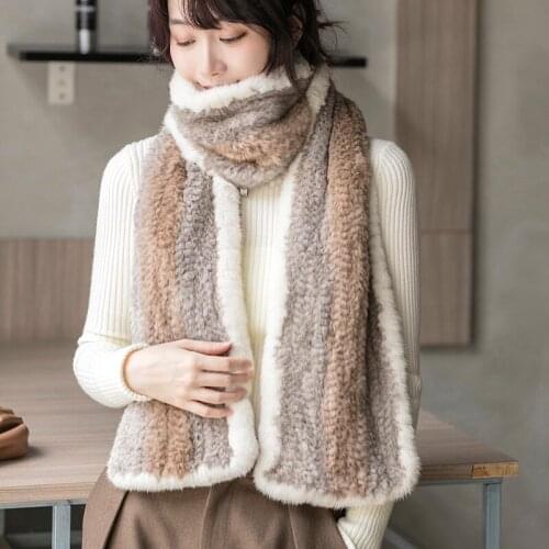 Korean version natural real mink fur scarf fur integrated woven shawl warm women in autumn and winter lengthened and widened