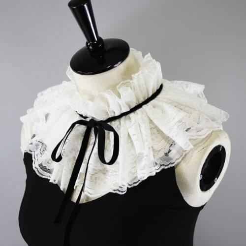 Linbaiway Womens Double Layer Ruffles Stand Fake Collar Ladies Removable Detachable Collars False Collars Neckwear Decoration