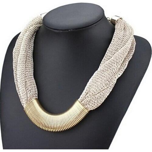 Statement Necklace Fashion Women 2017 Collar Vintage Big Chunky Chain Bib Choker Silk Chain Long Necklaces & Pendants Jewelry