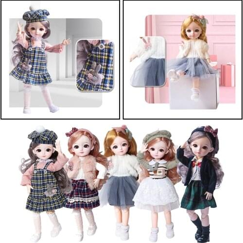 Fashionable 12" 23 Jionts Princess BJD Girl Doll Long Hair Dress up Accessories