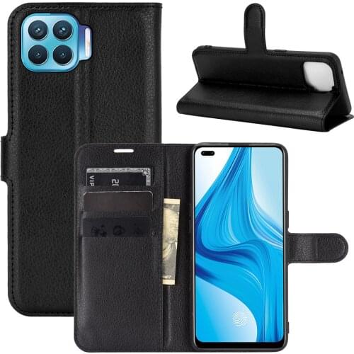 Fashion Wallet PU Leather Case Cover For OPPO F17 Pro/Reno 4 lite/Reno 4F/A93 Flip Protective Phone Back Shell With Card Holders