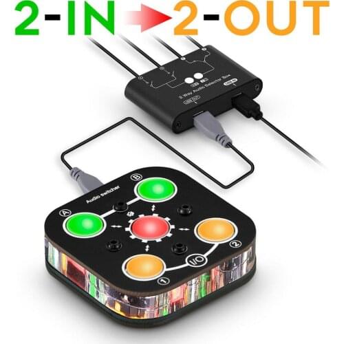 Nobsound Mini 2-IN-2-OUT 3.5mm Stereo Audio Switcher Box Split Control Selector Headphone Splitter