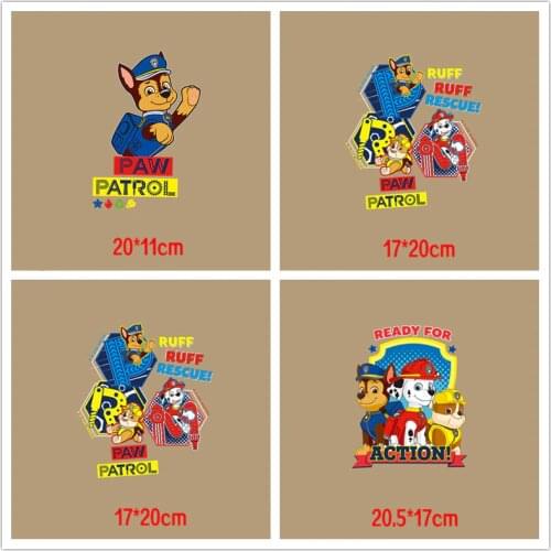 2021 New Paw Patrol Iron on Patches Set for Kids Clothing DIY T-shirt Applique Heat Transfer Patch Stickers Thermal Press Gift