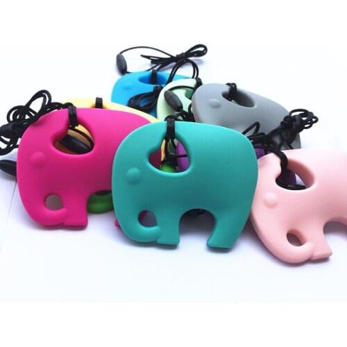 NEW! Very Large Butter Yellow Elephant Silicone Pendant or Teether -baby can chew necklaces. Free Shipping