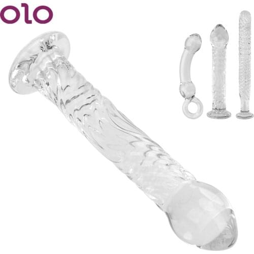OLO Crystal Glass Dildo Fake Penis Female Masturbation Anal PLug Butt Plug Adult Sex Toys for Women Men Gay Sex Products