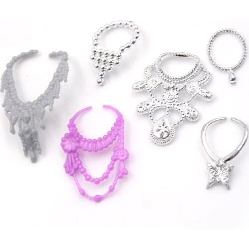 Wholesale 6 pcs/set Fashion Plastic Chain Necklace For Girl Doll Party Accessories Fashion Jewelry Necklace For Dolls