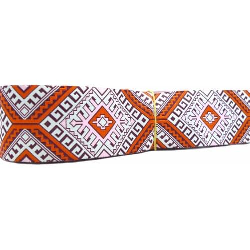 1-1/2'' 38mm Wide Greek Key Orange Woven Jacquard Ribbon Wholesale Free Shipping