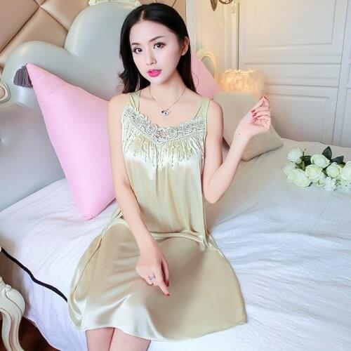 Sexy Summer New Ladies Long Nightgown Fat&Big Big Casual Home Dress Sleeveless Sleepwear Ice Silk Nightdress Sleeping Dress