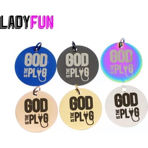 Ladyfun Stainless Steel Charm God is the Plug Pendant Charms 25mm 20pcs/lot