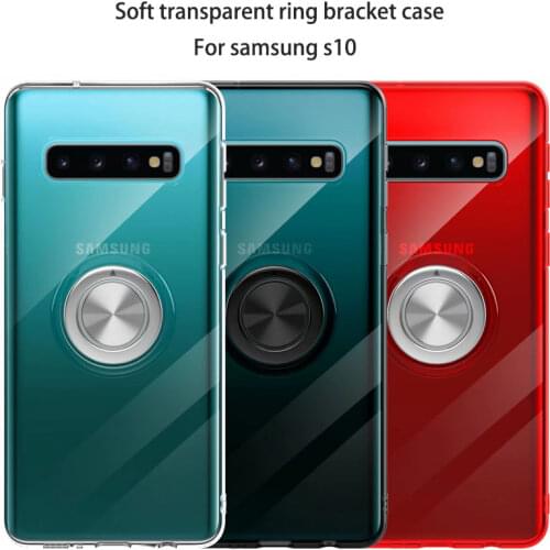 Transparent soft tpu case for samsung s10 thin silicone back cover for galaxy s8 s9 new magnetic bracket case for samsung s20