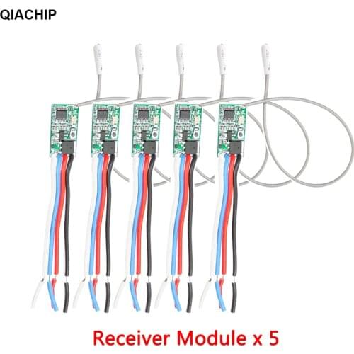 QIACHIP 5pcs 433.92Mhz Universal Wireless DC 3.6V-24V Remote Control Switch 1 CH RF Relay Receiver LED Light Controller DIY Kit