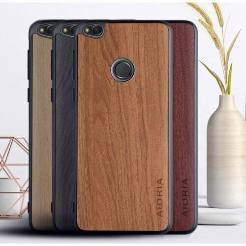 Luxury wood vintage style funda for Huawei P8 Lite 2017 case leather sticker with PC back cover cases for huawei p8 lite 2017