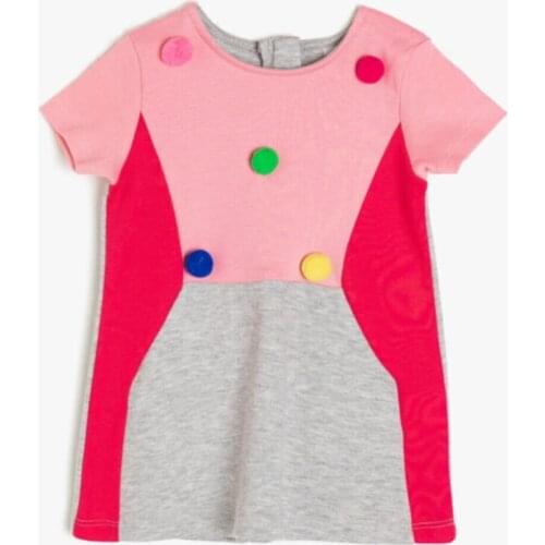 Pink Baby Girl With Color Block Dress