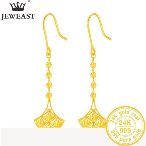 24K Pure Gold Earring Real AU 999 Solid Gold Earrings Nice Good Hollow Ball Tassel Upscale Trendy Fine Jewelry Hot Sell New 2020