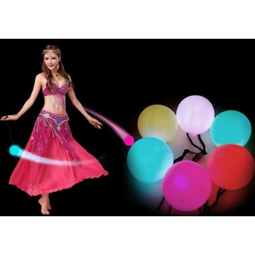 1 pcs belly dance balls RGB glow LED POI thrown balls for belly dance hand props stage performance accessories