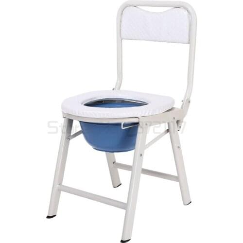 Old People Potty Chair Household Foldable Non-slip Pregnant Woman Commode Chair with Bedpan and Backrest Portable Potty Stool