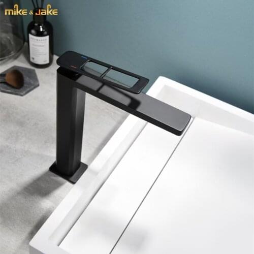 Deck mounted tall basin faucet bathroom hot and cold single handle black faucet basin sink crane bathroom crane matte black tap