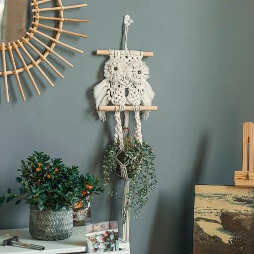 OWL Macrame Plant Hanger Baskets Bohemian Flower Pots Holder Balcony Hanging Decor Knotted Lifting Rope Home Garden Supplies