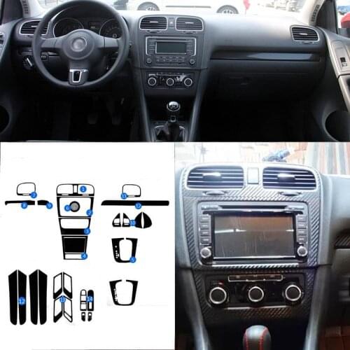 Car-Styling New 3D Carbon Fiber Car Interior Center Console Color Change Molding Sticker Decals For VW Golf 6