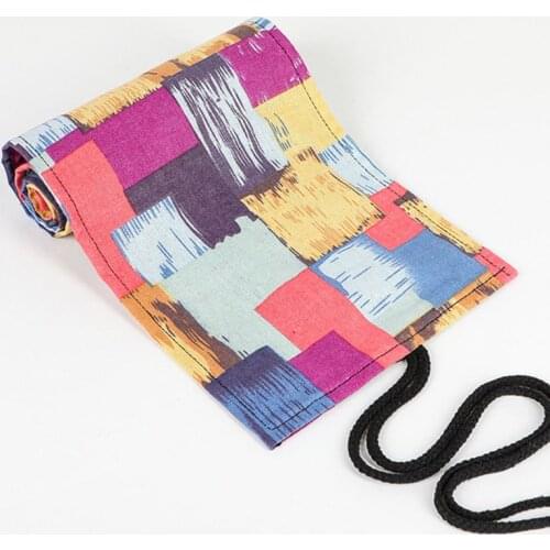 12/24/36/48/72 Holes Large Canvas Roll Pen Curtain Pencil Bag Case Makeup Wrap Holder Storage Pouch School Supplies M17F