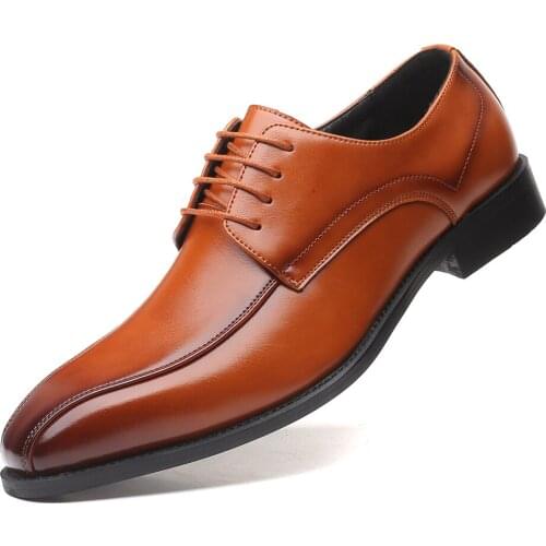 Wedding Party Dress Shoes 2020 Men Shoes Business Office Loafers big size 47 48 Mens Flat Lace-Up Party Leather Shoes