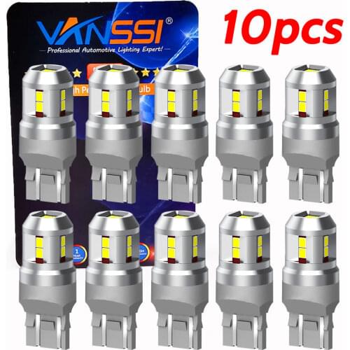 VANSSI 10Pcs 1156 BA15S P21W Car LED T20 7443 7444 992 W21/5W Bulbs Bright White 12SMD 2835 Chip 3157 4157 3057 P27/7W 3457 Lamp