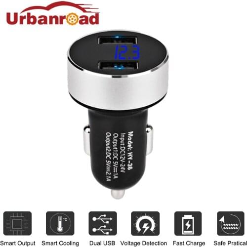 Urbanroad Universal USB Car Charger Adapter Voltage Mobile Phone Smart Car Charger 2 USB Dual Ports Lighter Adapter For Iphone