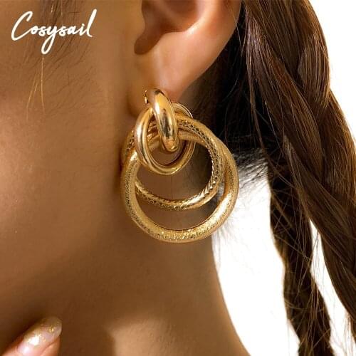 Cosysail Punk Thick Circle Stud Earrings for Female Girl Cross Round Geometric Earring Brincos Bijoux Trendy Jewelry Gift