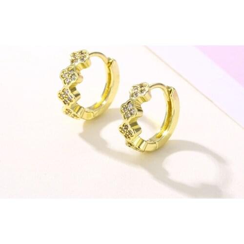 Gold Inlaid Zircon Clover Womens Clover 2021 Ethnic Limited Earrings for Girls European Bridal Wedding