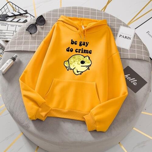 Womens Long Sleeve Hooded Sweatshirt Loose 90s Aesthetic Frog Print Clothes Vintage Women Hoodies Woman 2021 Fashion Sweatshirts