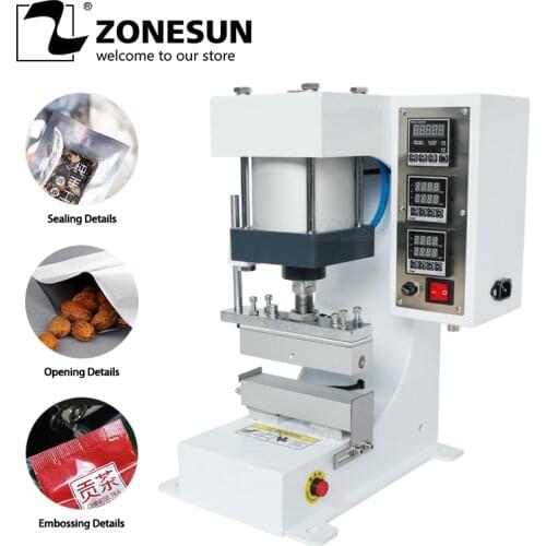 ZONESUN ZY-819G Automatic Sealing Machines Stamper High Speed Card Embossing Machine PE Foil Kraft Paper Bag Sealer