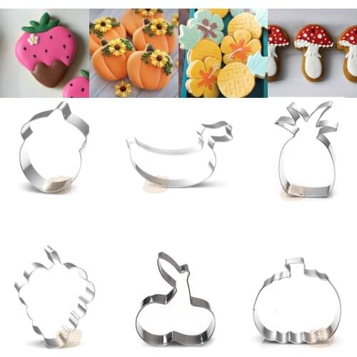 1pcs Fruit Banana Watermelon Pineapple Cherry Grape Metal Cookie Cutters Fondant Cake Tools Bakery Biscuit Mould Pastry Shop DIY