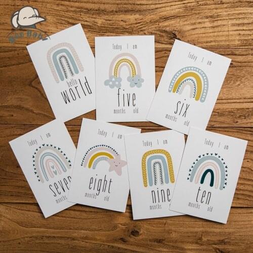 16Pc Baby Milestone Cards Month Sticker Baby Photography Milestone Paper Material Card Commemorative Card Photo Accessories Gift