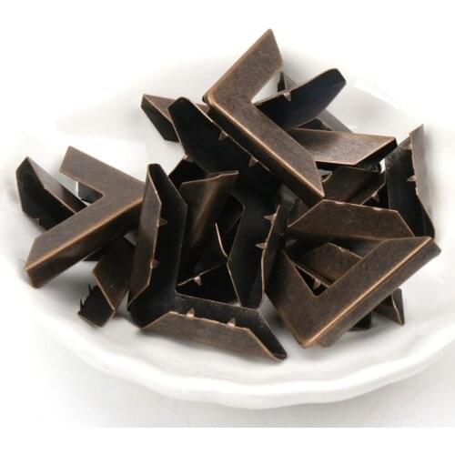 20Pcs BronzeMetal Book Corner Trilateral Albums Menus Folders Box Corner Protectors For Decor Gold Decoration 30x30x6mm