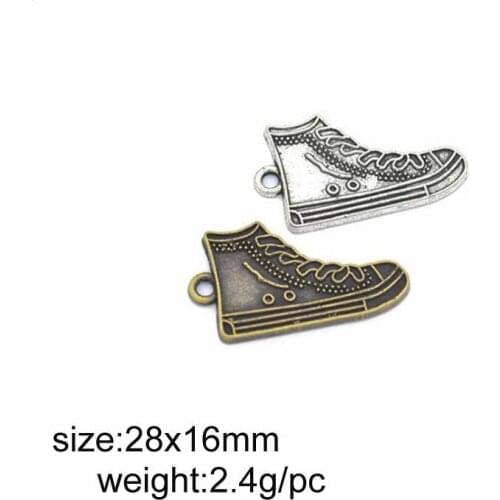 25pcs/lot 28x16mm Antique Silver /Antique Bronze Alloy Shoes Charms Fit For Jewelry Making