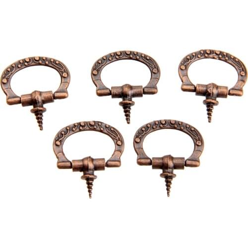 5Pcs 27x24mm Antique Cabinet Knobs Jewelry Box Drawer Cupboard Pull Handles Self-Tapping Screw Handle Vintage Furniture Fittings