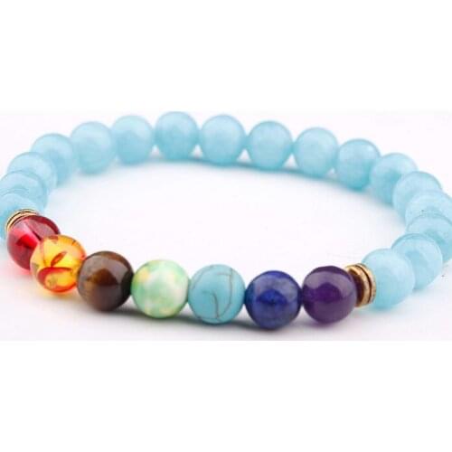 8mm blue crystal rope Chakra Healing Reiki Buddha Prayer Yoga Bracelet xv34 adjusted Macrame Matte Volcanic Stone Bangles