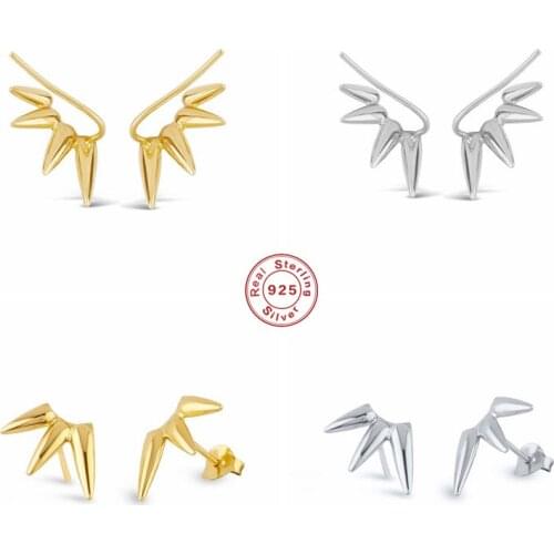 BOAKO 925 Sterling Silver Spike Rivets Stud Earrings For Women Rock Punk Piercing Ear Stud Climber Bijoux Party Fine Jewel Gift