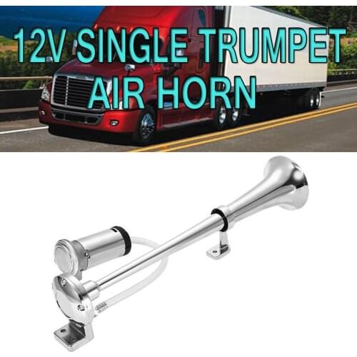 12V Car Air Horn Super Loud Metal Horn Universal Single Trumpet Compressor 180 Hertz Horn For Car Truck Boat Motorcycle