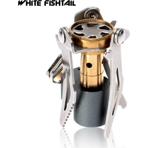 WHITE FISHTAIL Outdoor Mini Electric Spark Camping Windproof Stove Folding Stainless Steel Gas Stove Picnic Stove Barbecue Grill
