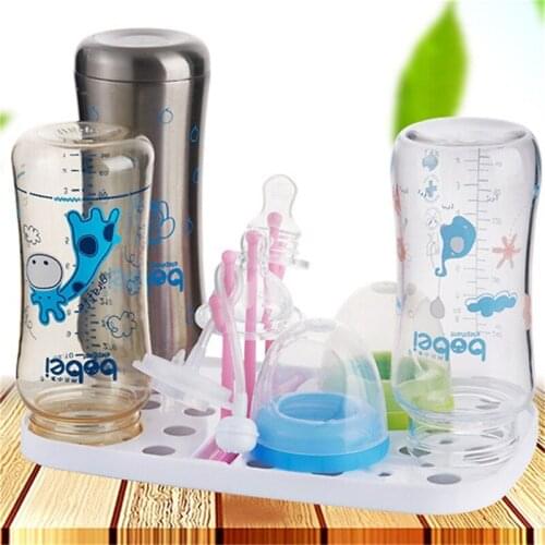 Baby Bottle Drying Rack PP Solid Color Safety Foldable Drain Cup Holder Rack Glass Cup Storage Feeding Cleaning Supplies