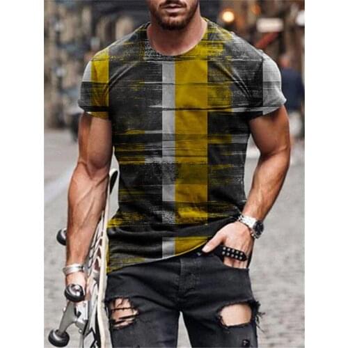 New Vintage Stitching Color Short Sleeve Men T-Shirts 3D Print Hip Hop Fashion Loose Tops For Men Summer T-Shirts Casual Clothes