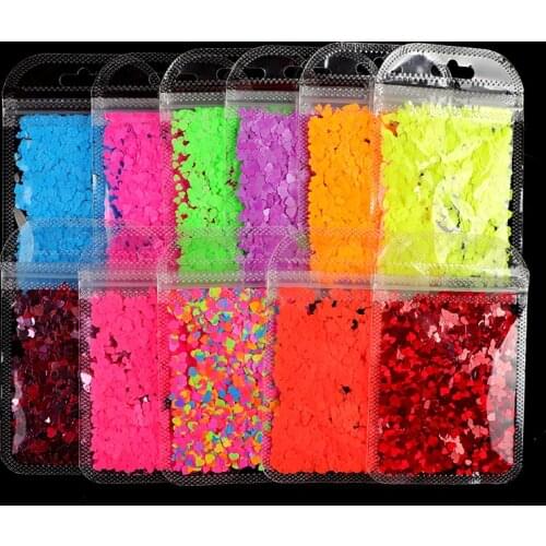 1Bag Heart Holographic Sequins For Nail Art Accessories Nail Glitter 3D Flakes Nail Decorations Neon Spangles Manicure