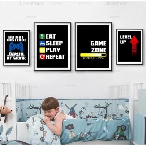Gaming Quotes Art Painting Xbox Ps4 Console Game Canvas Posters and Prints Video Game Wall Pictures Boys Room Decor Gamer Gift