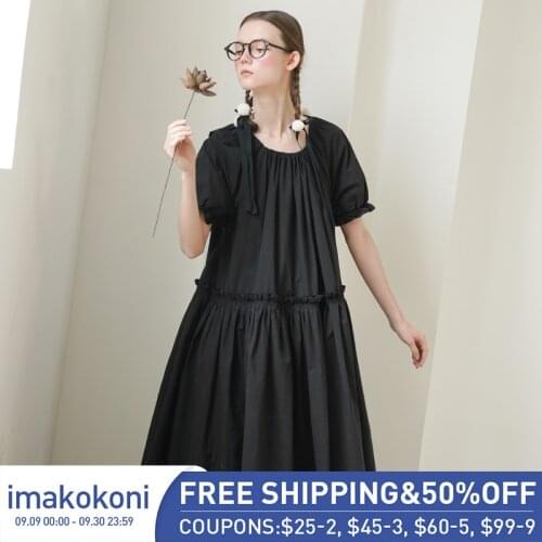 Imakokoni original niche design Japanese summer new loose large size cover belly slim dress 192625