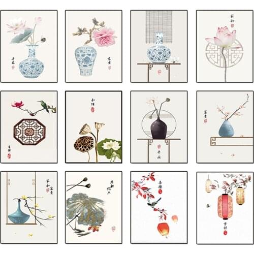 Antique Chinoiserie Canvas Painting Vintage Flower Birds Illustration Poster and Print Cuadros Wall Art Picture for Home Decor