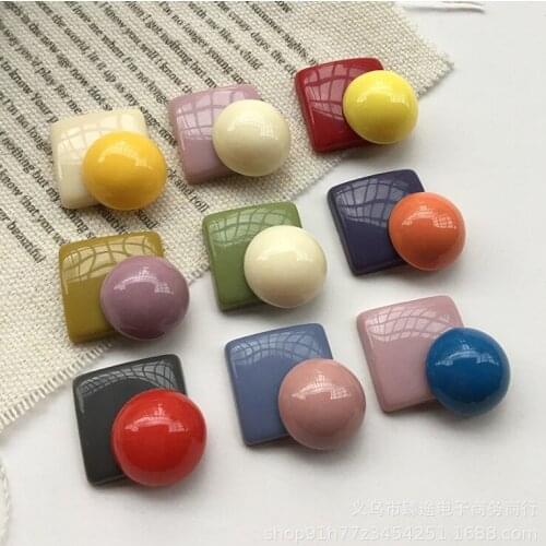 30 PCS 17mm Fashion Resin Square Earring Connectors Charm DIY Jewelry Findings Wholesale Supply